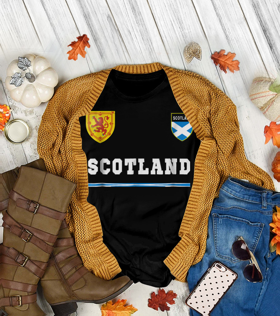 Scotland Sports Soccer Jersey Scottish Lion Rampant and Saltire Crest T-Shirt