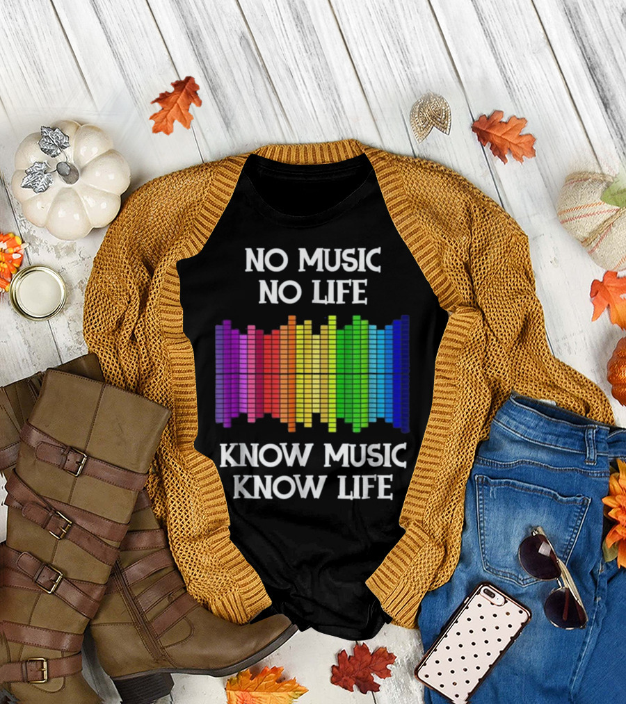 No Music No Life Know Music Know Life Rainbow Equalizer T-Shirt