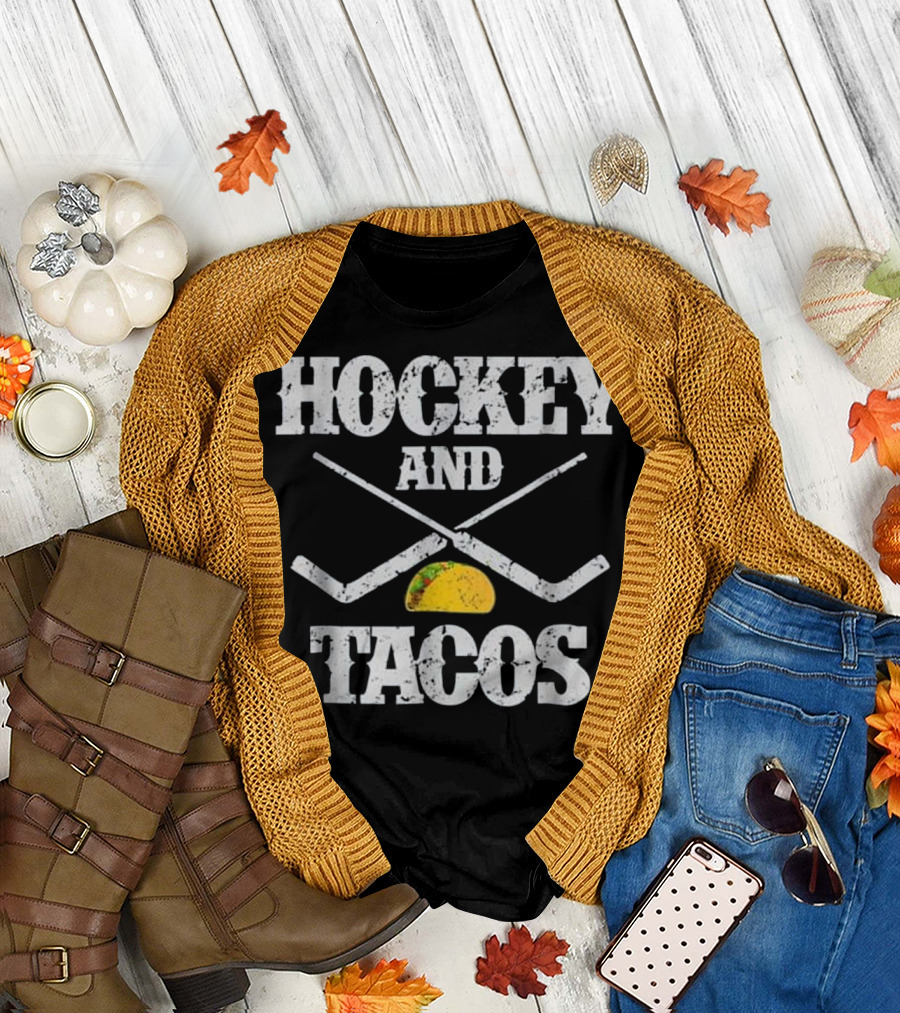 Hockey Sticks and Tacos Humor Sports Enthusiast Alignment T-Shirt