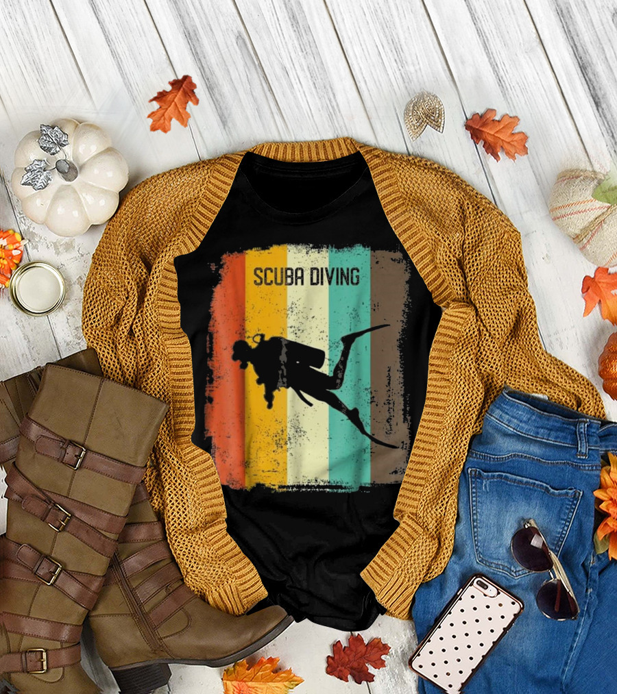 Scuba Diving 70s Vintage Retro Ocean Diver T-Shirt