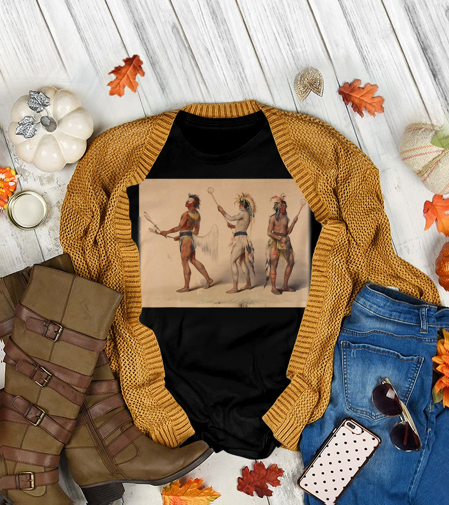 Lacrosse Native American Indian Iroquois Cana Players Traditional Attire T-Shirt