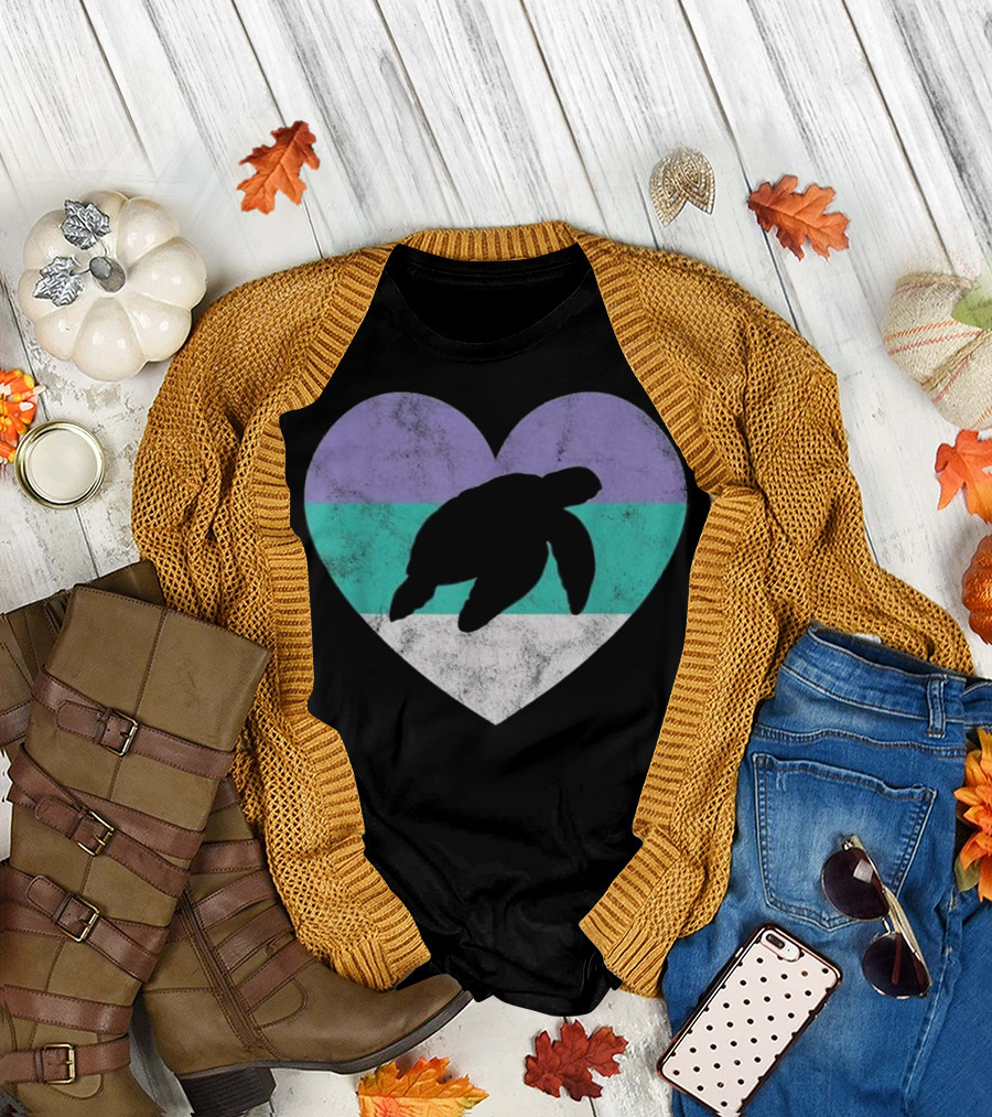 Heart Shaped Sea Turtle Love Women Girls Flag Colors T-Shirt