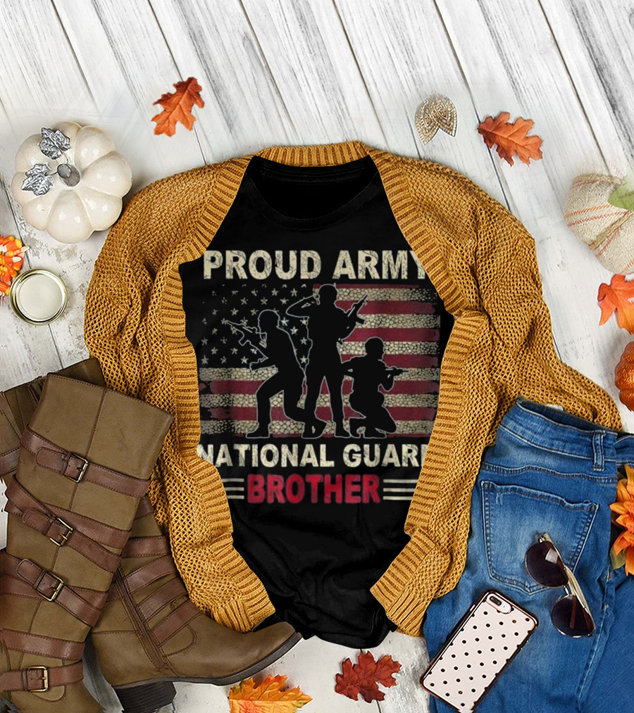 Proud Army National Guard Brother American Flag T-Shirt