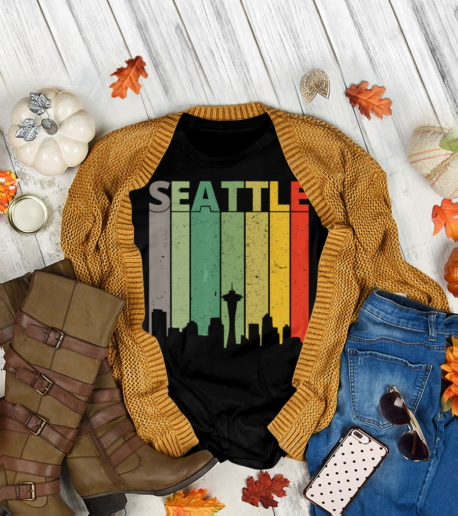 Seattle 80's Vintage Retro Skyline T-Shirt