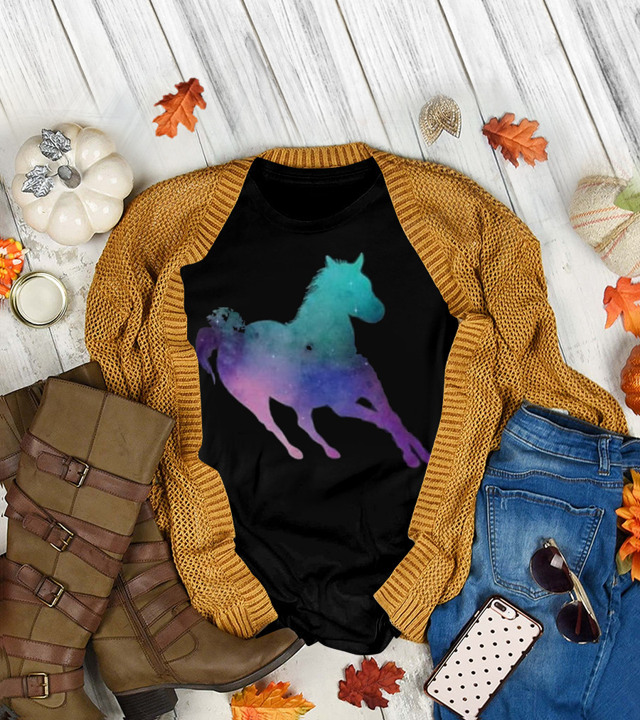Horse in Space Galaxy Pretty Riding For Fan T-Shirt