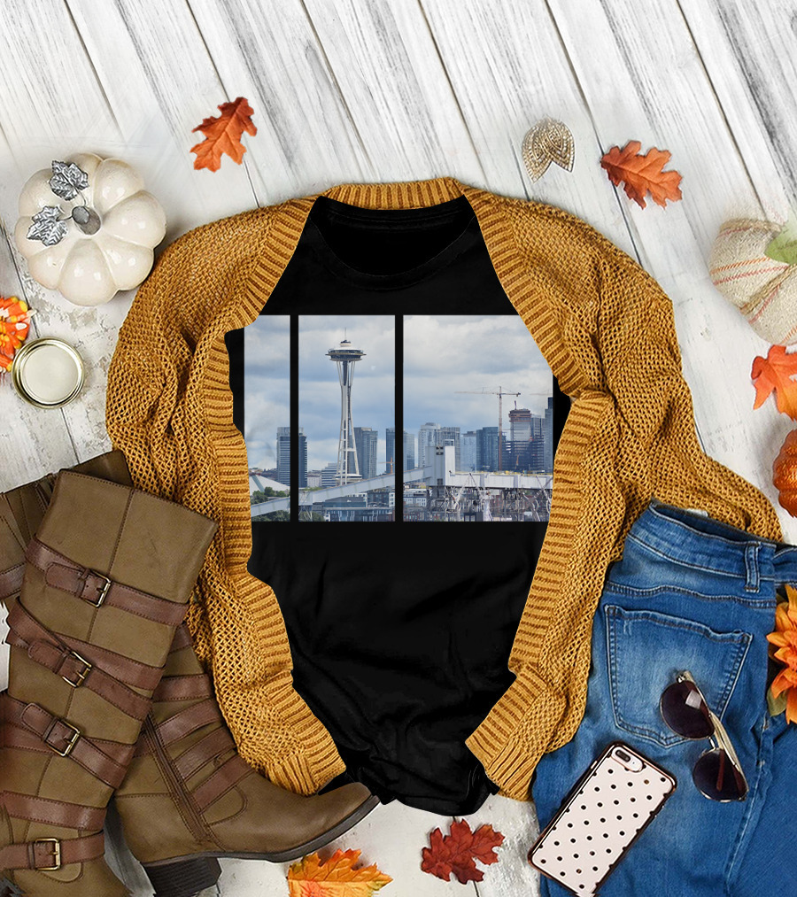 Seattle Space Needle Skyline Modern Photo T-Shirt