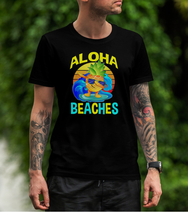 Aloha Beaches Dabbing Pineapple Surfer T-Shirt