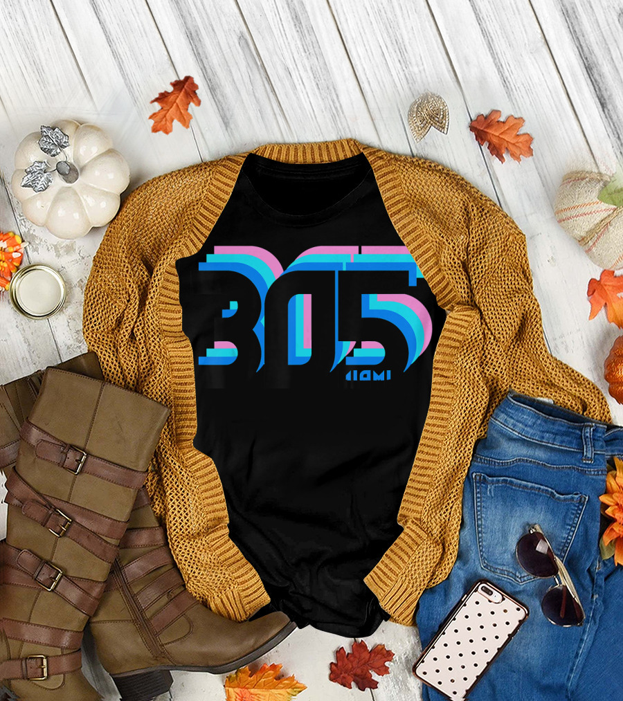 305 Miami Retro Neon T-Shirt