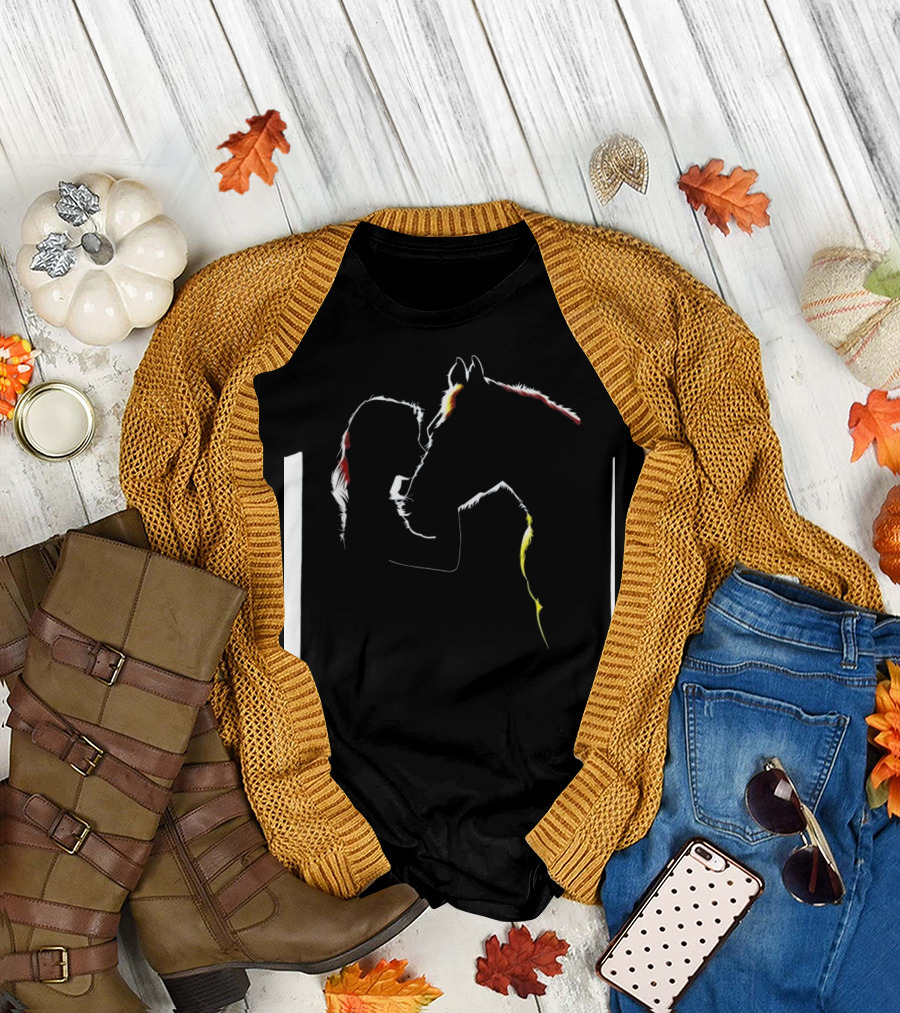 Ladies Equestrian Silhouette with Horse for Perfect Horse Related Gifts T-Shirt