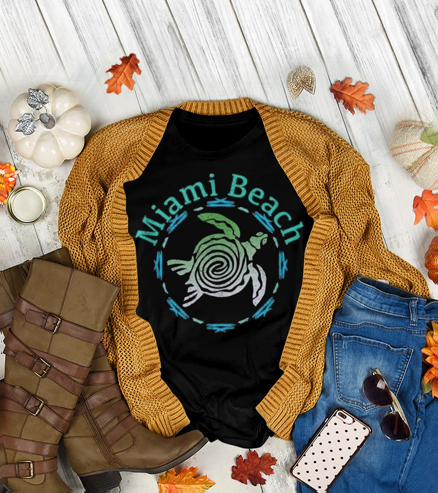 Miami Beach Tribal Turtle Spiral T-Shirt
