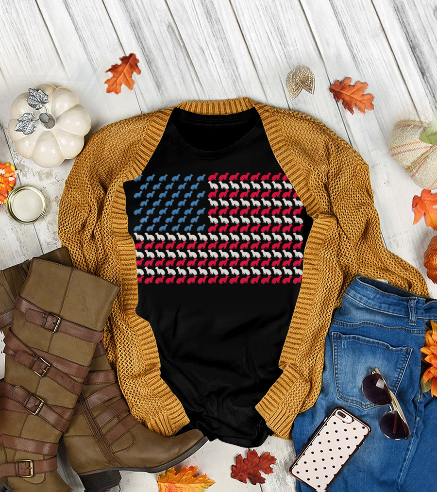 American Flag Ferret Weasel 4th Of July USA Patriot T-Shirt