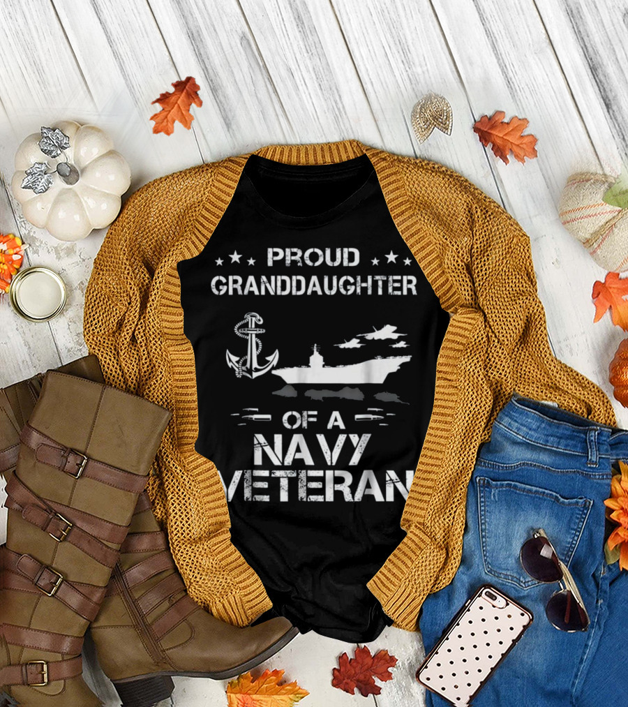 Proud Granddaughter Of A Navy Veteran Aircraft Carrier and Anchor T-Shirt