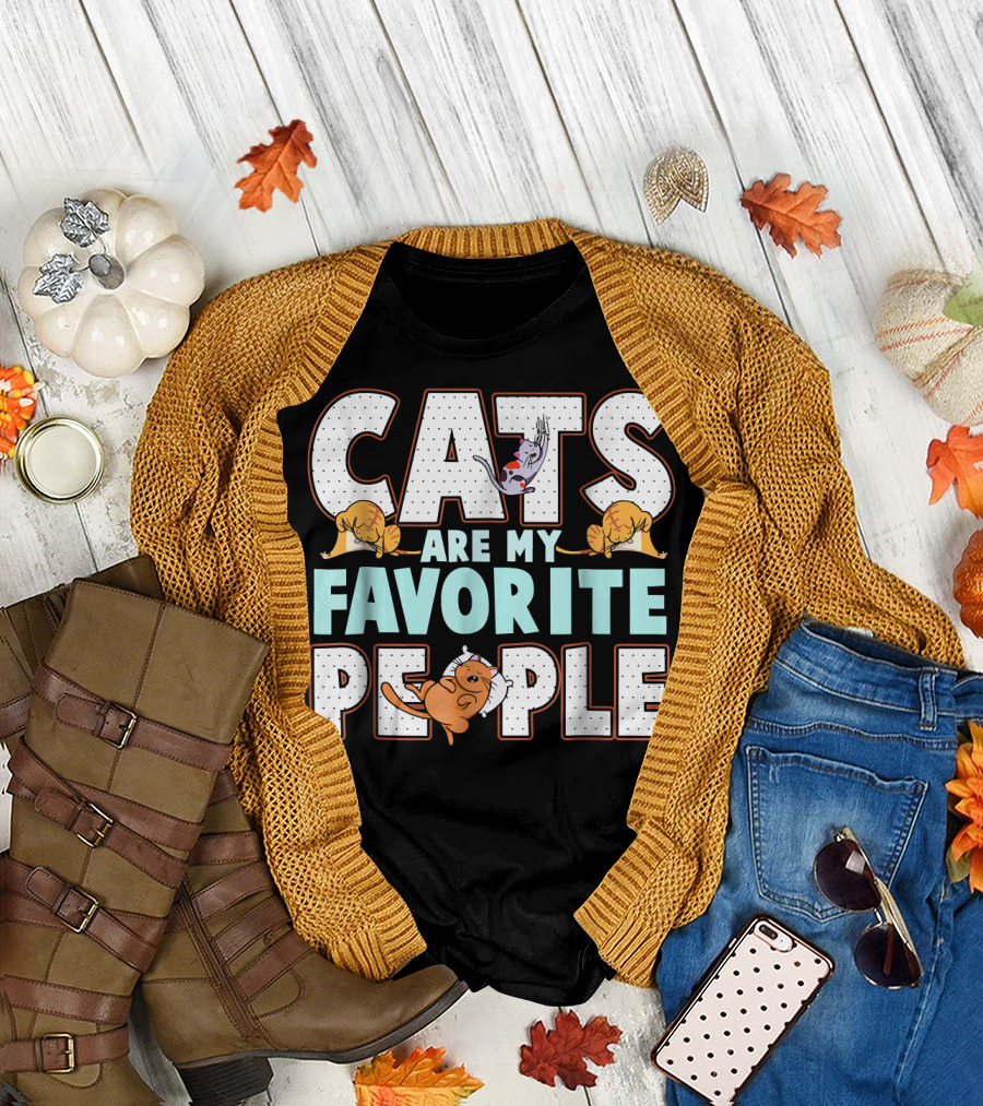 Cats Are My Favorite People Playful Kitty Poses T-Shirt
