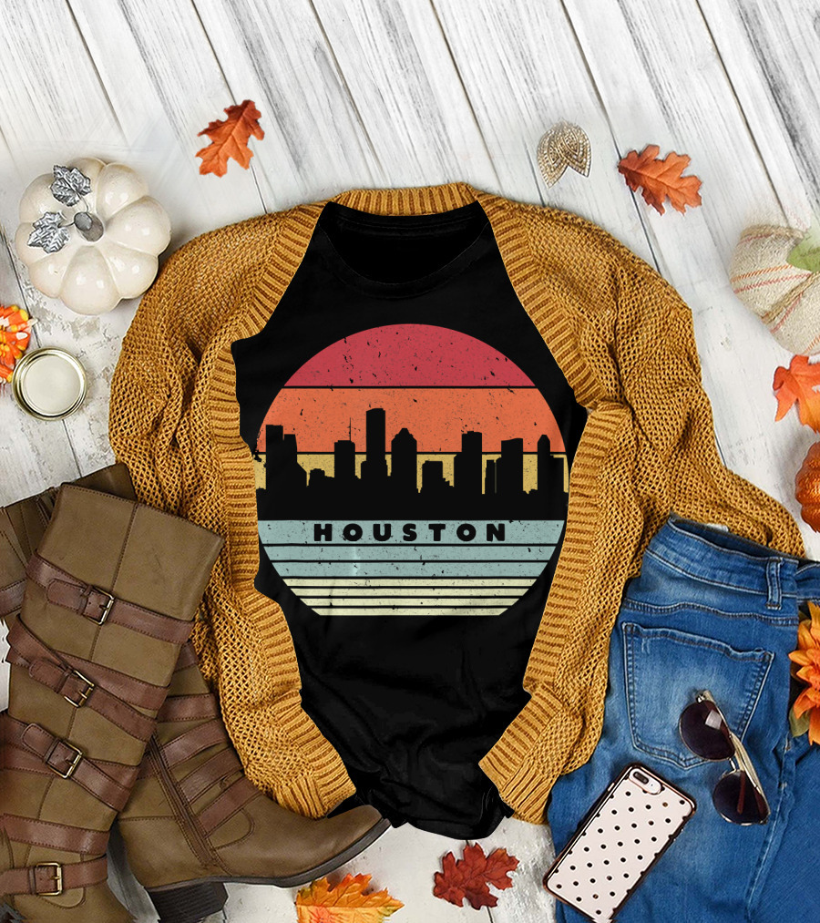Houston Retro Style Souvenir USA Skyline T-Shirt