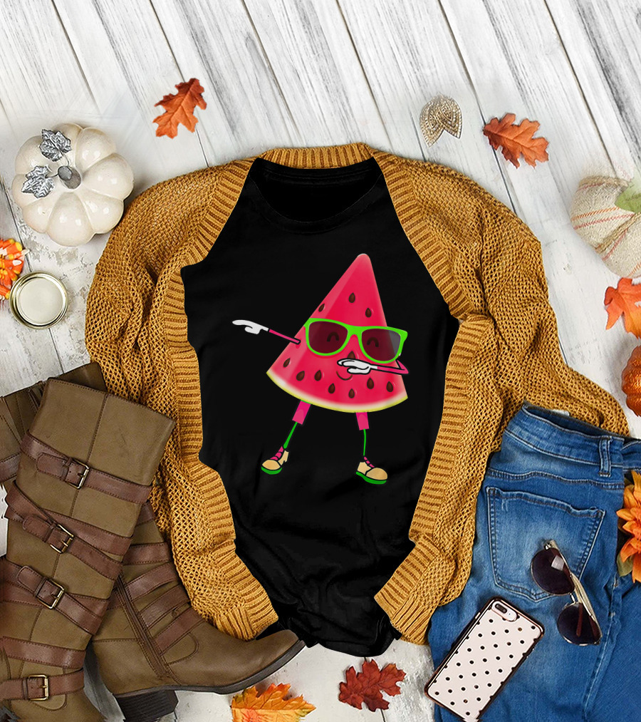 Dabbing Watermelon Wearing Sunglasses Funny Watermelon T-Shirt