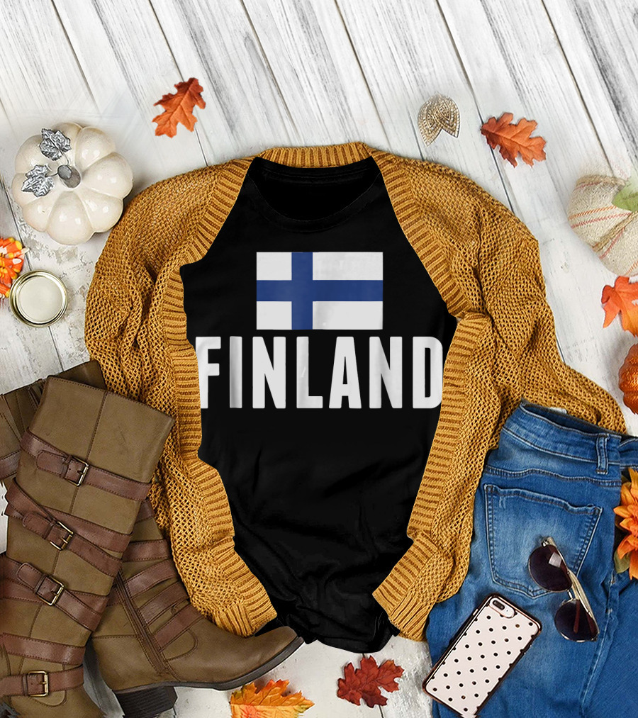 Finnish National Flag Finland Iconic Blue and White T-Shirt