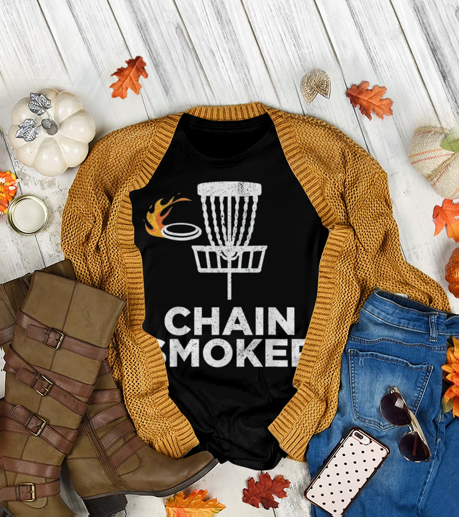 Chain Smoker Frisbee Disc Golf Funny T-Shirt