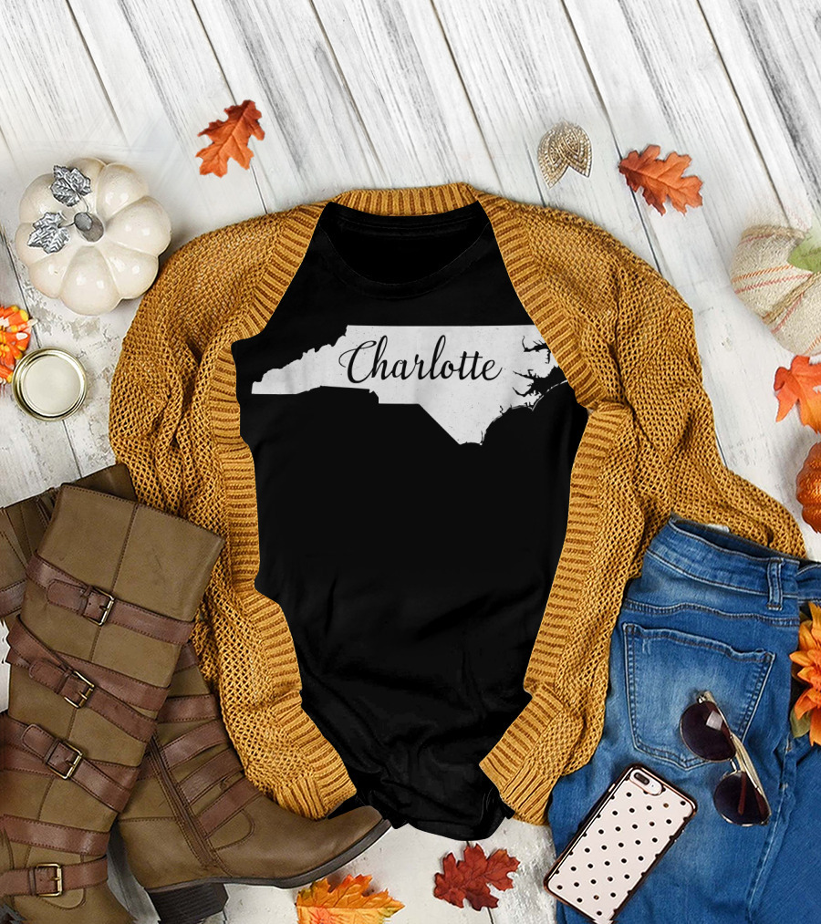 Charlotte North Carolina State Outline Map T-Shirt