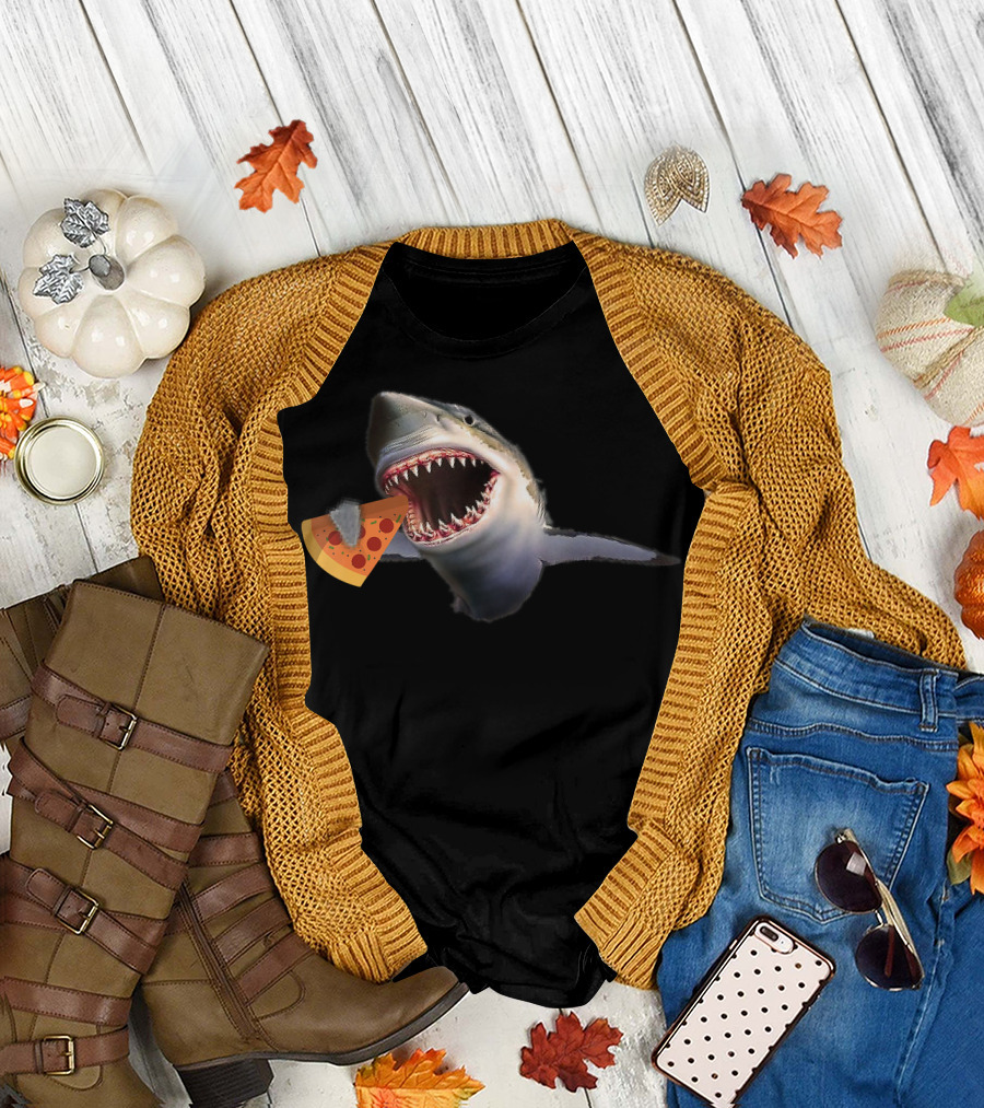 Shark Eating Pizza Funny for Shark Lovers T-Shirt