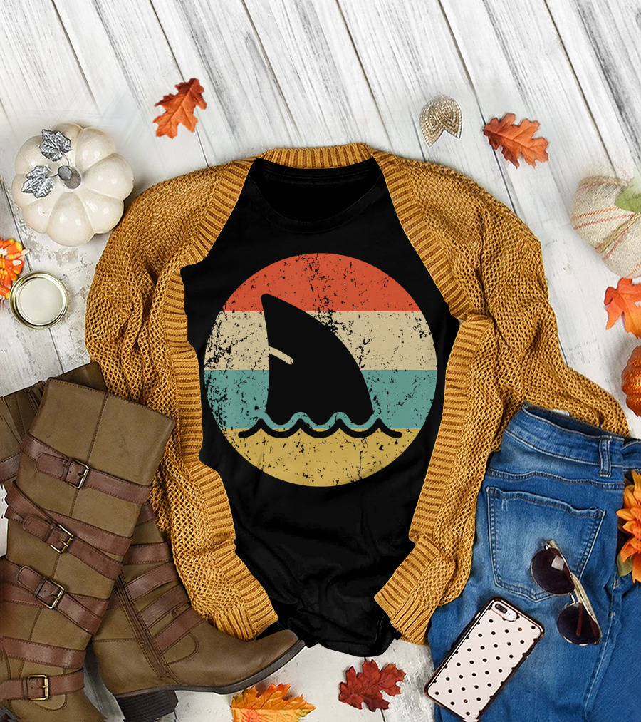 Shark Fin Retro Stripes Vintage Aesthetic T-Shirt