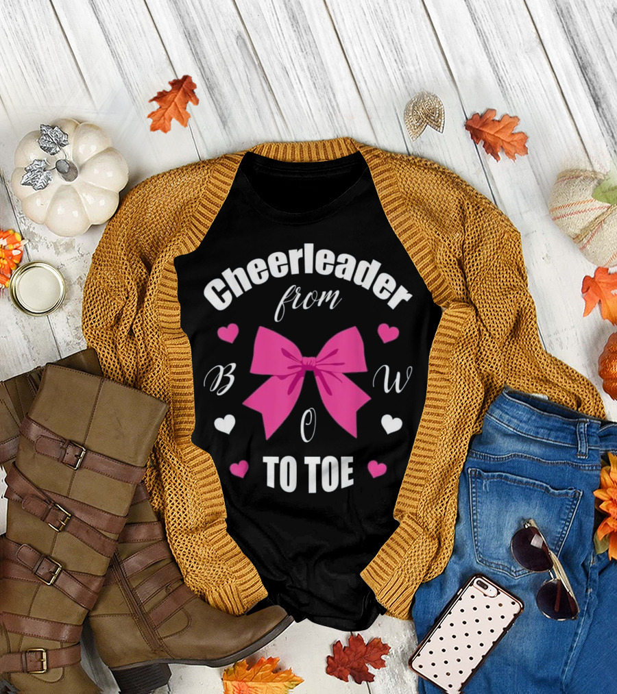 Cheerleader From Bow to Toe with Pink Bow T-Shirt