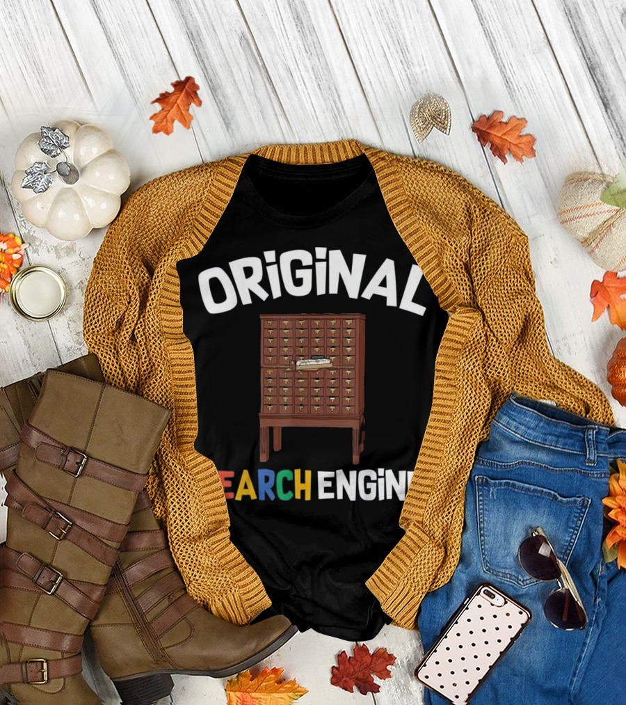 Original Search Engine Librarian Card Catalog T-Shirt