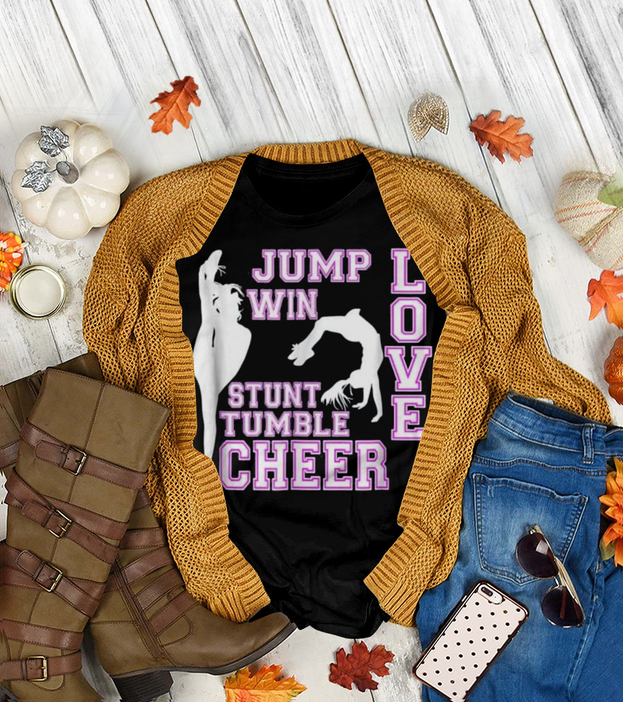 Jump Win Stunt Tumble Cheer Love T-Shirt