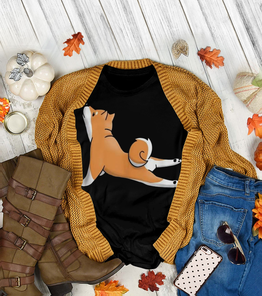 Shiba Inu Yoga Stretch Funny Dog Pose T-Shirt
