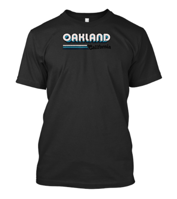 Oakland California Retro 70's Vintage Style With Classic Stripes T-Shirt