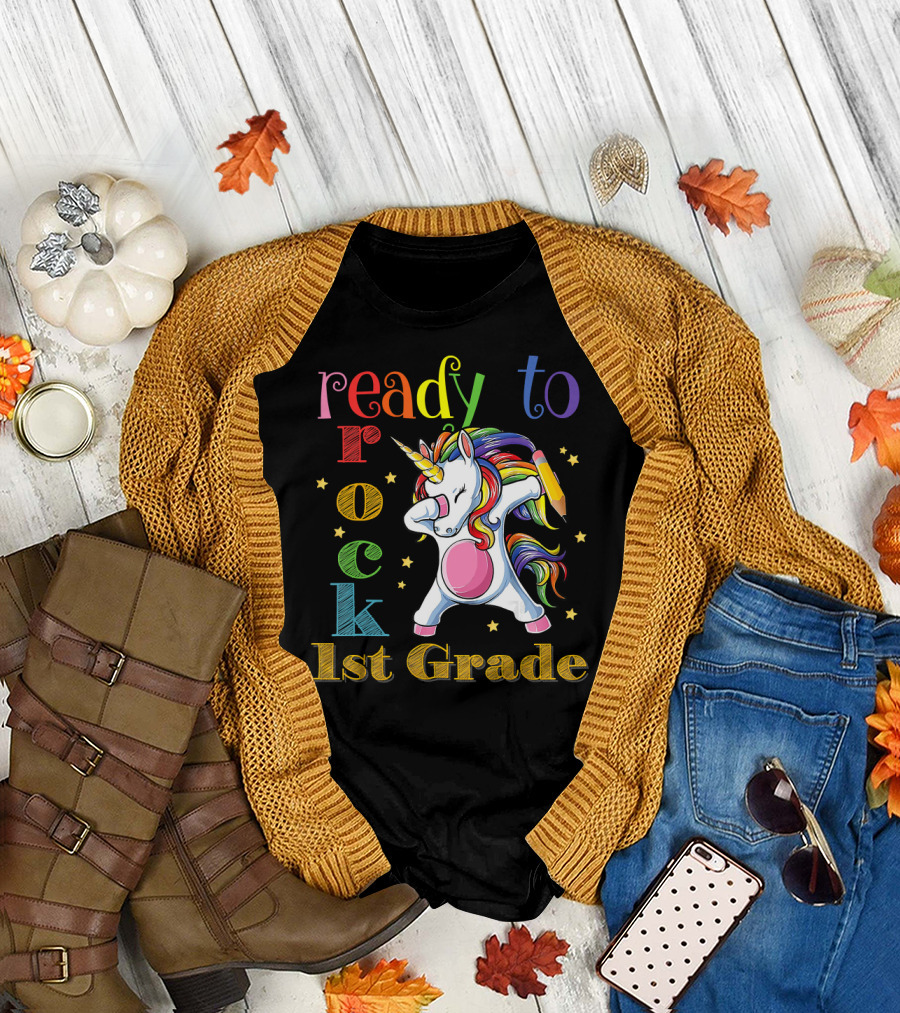 Ready to Rock 1st Grade Dabbing Unicorn T-Shirt
