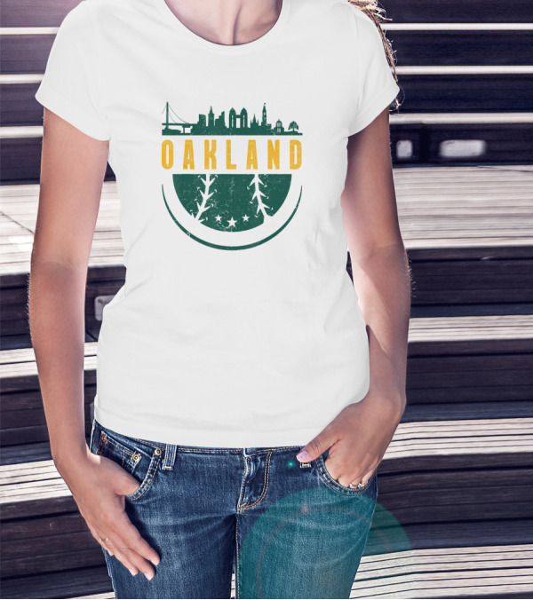Oakland City Vintage Skyline Baseball T-Shirt