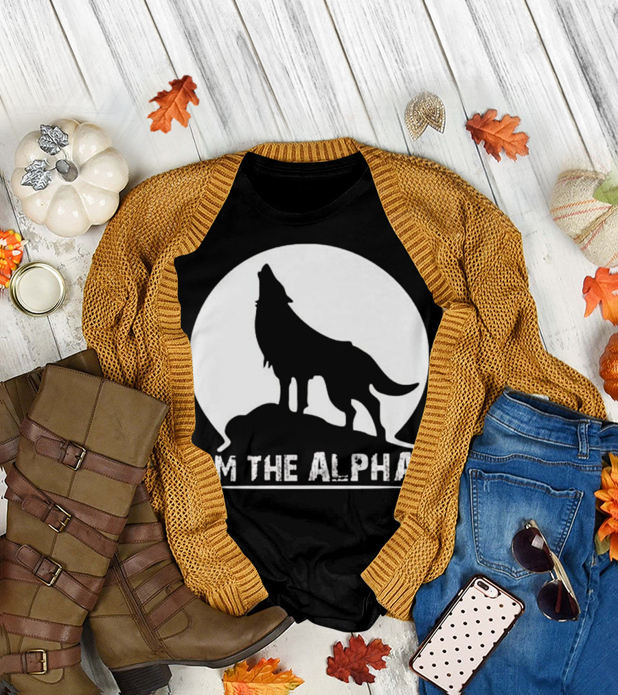 I'm The Alpha Wolf Moon Silhouette Dog Animal Great T-Shirt