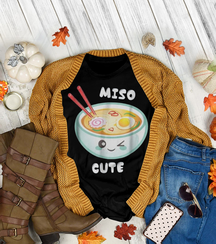 Miso Cute Funny Food Kawaii Ramen Winking Bowl T-Shirt