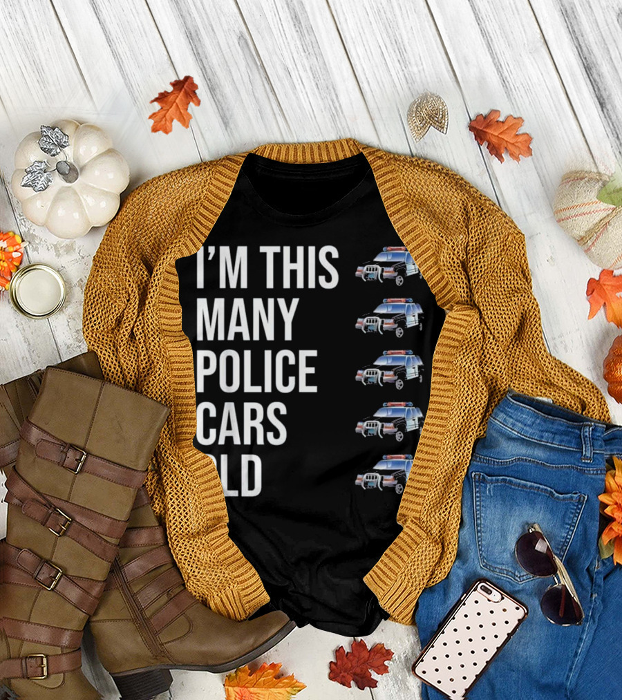 I'm This Many Police Cars Old 5 Police Car Birthday T-Shirt