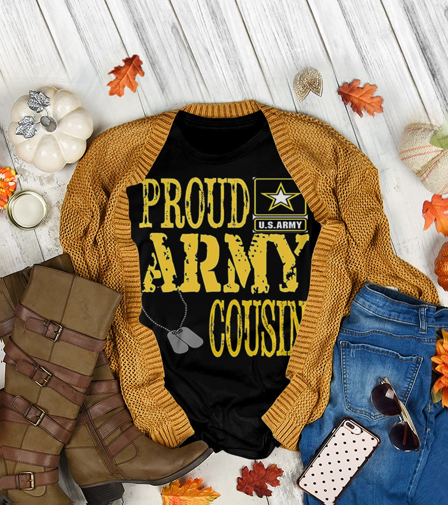 Proud Army Cousin U.S. Army Star Logo Dog Tags T-Shirt