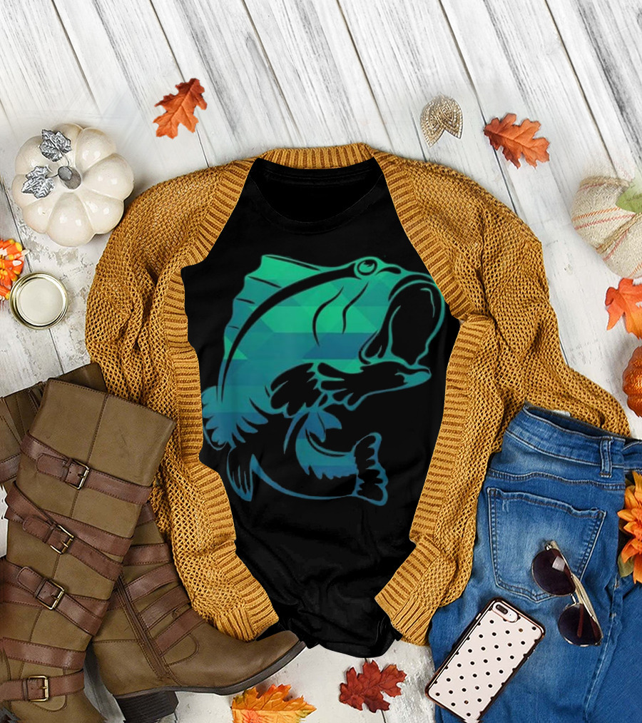 Fishing Bass Fish Geometric Colorful T-Shirt
