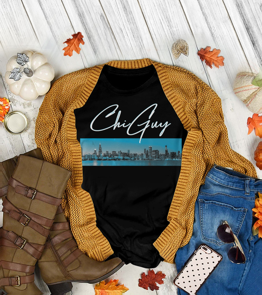 ChiGuy Chicago Skyline Panoramic View T-Shirt