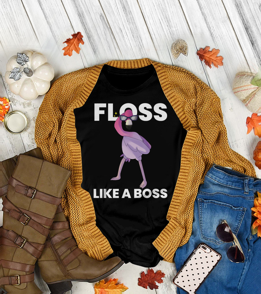 Flamingo Floss Like A Boss With Funny Flo T-Shirt