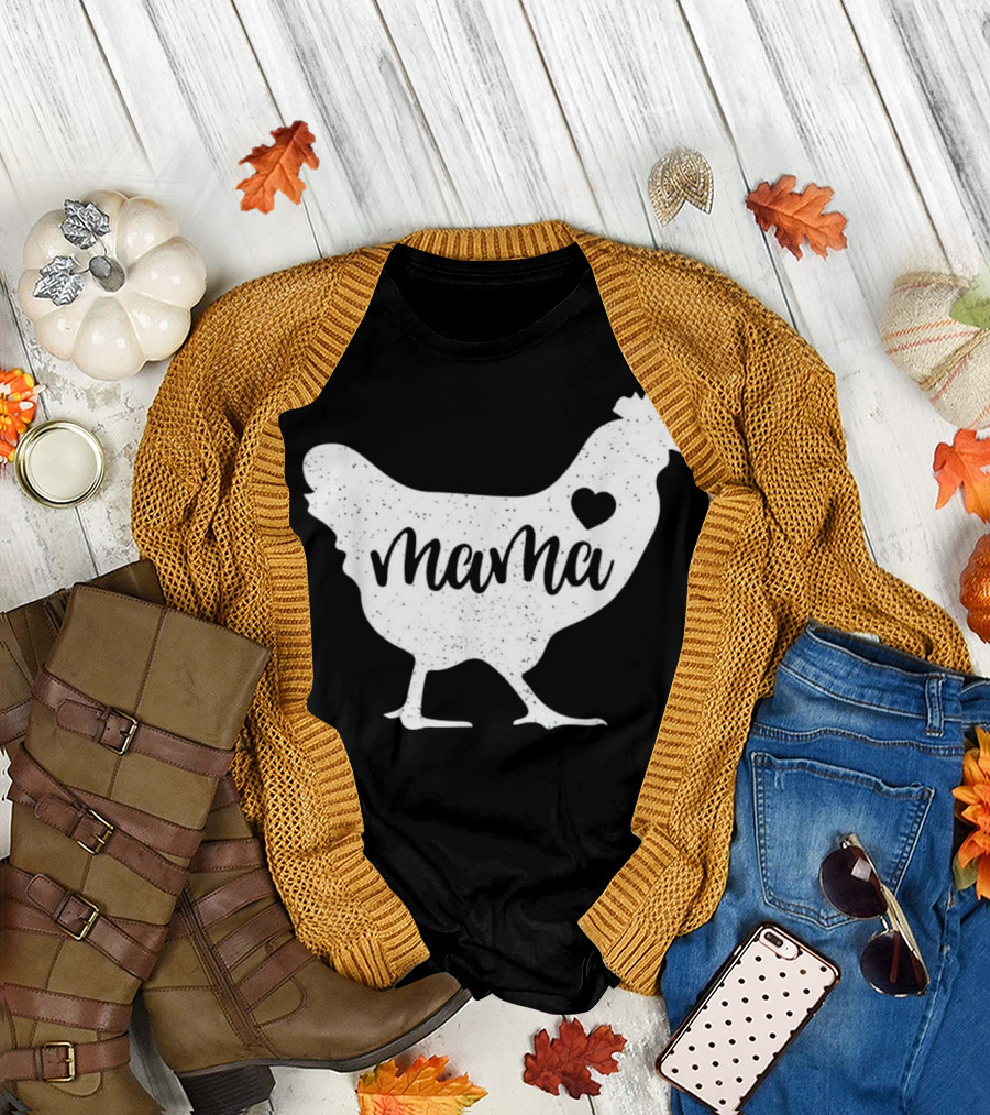 Mama Chicken Heart Farm Mom Love T-Shirt