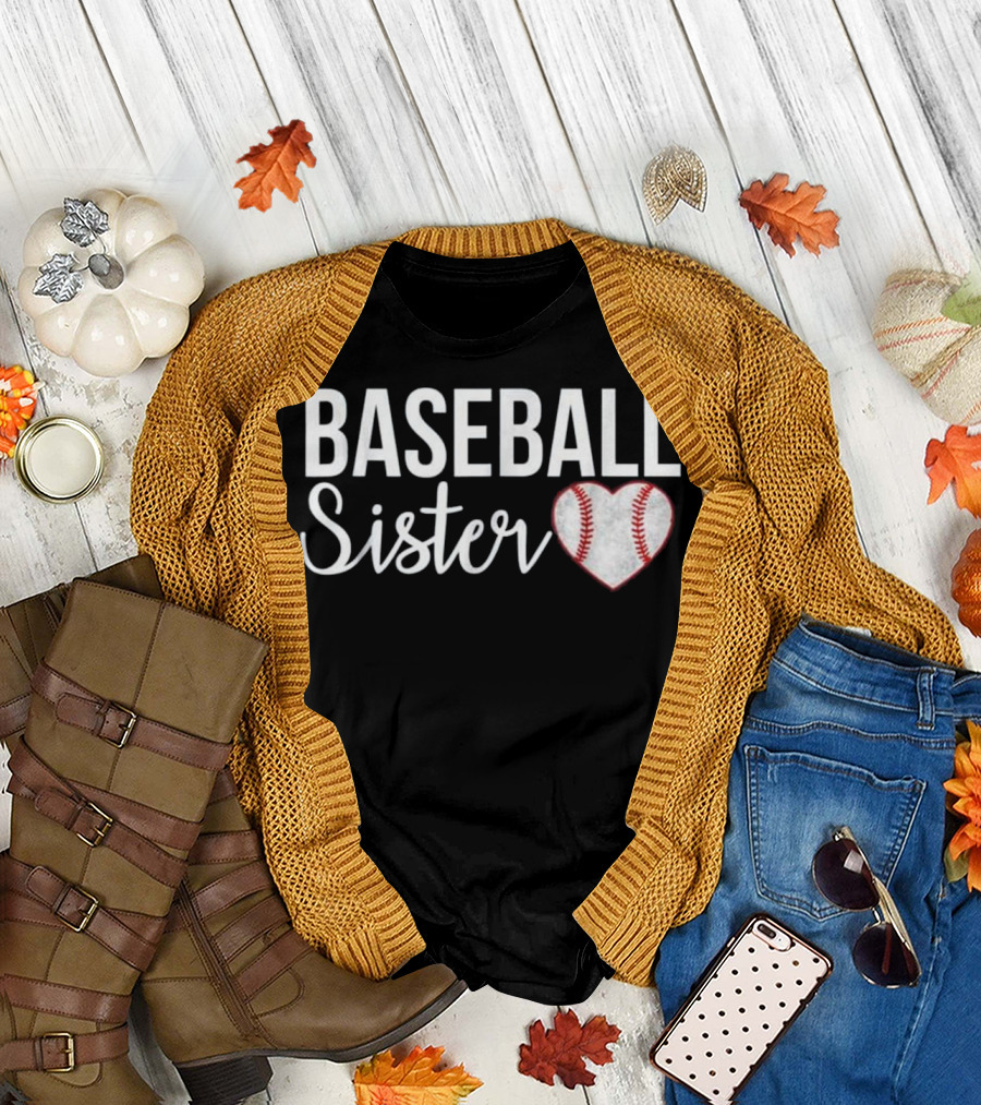 Baseball Sister Heart Baseball T-Shirt