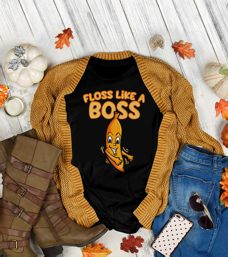 Floss Like A Boss Dancing Banana Funny Flossing T-Shirt