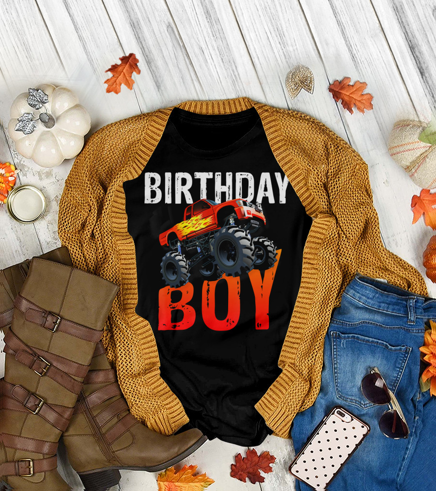 BIRTHDAY BOY Monster Truck Rule JAM Party T-Shirt