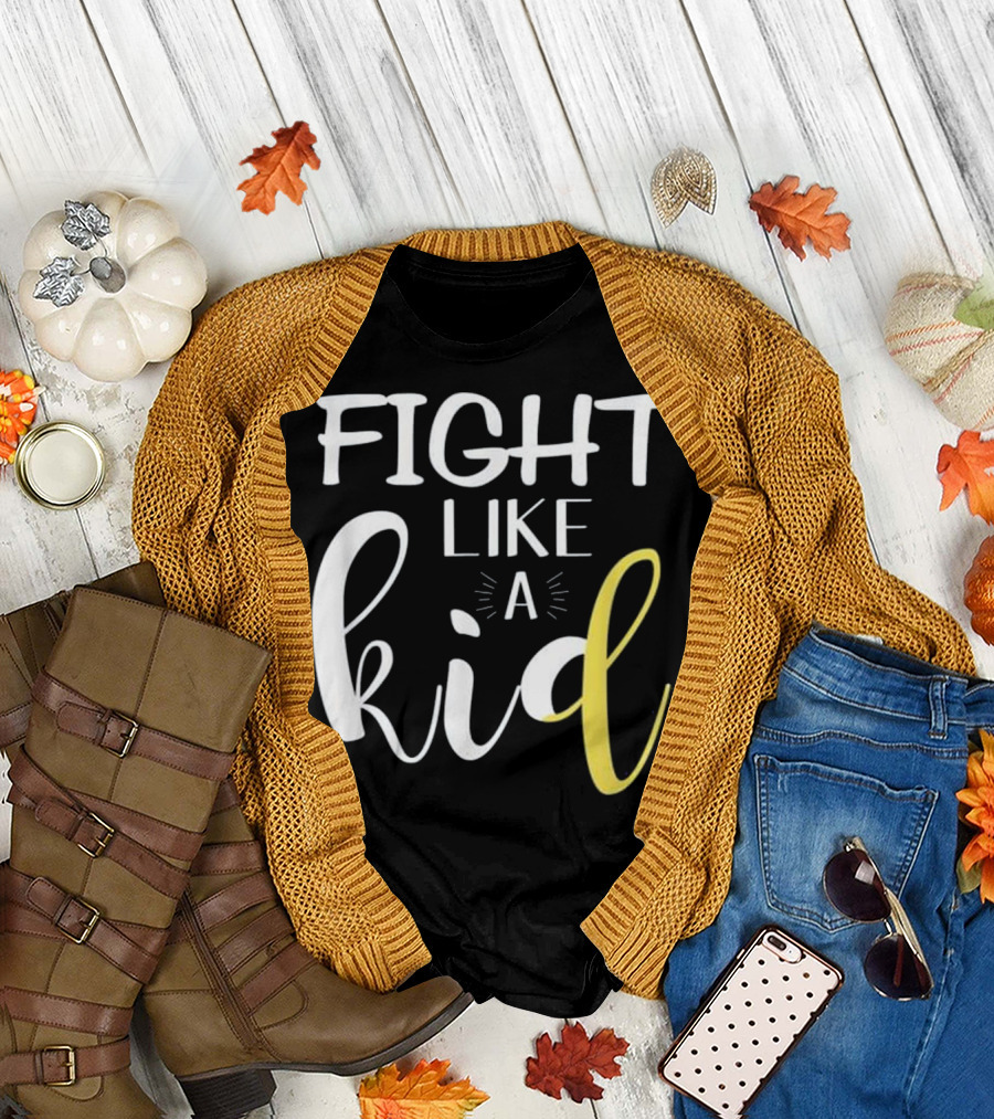 Fight Like a Kid Childhood Cancer Awareness Gold T-Shirt