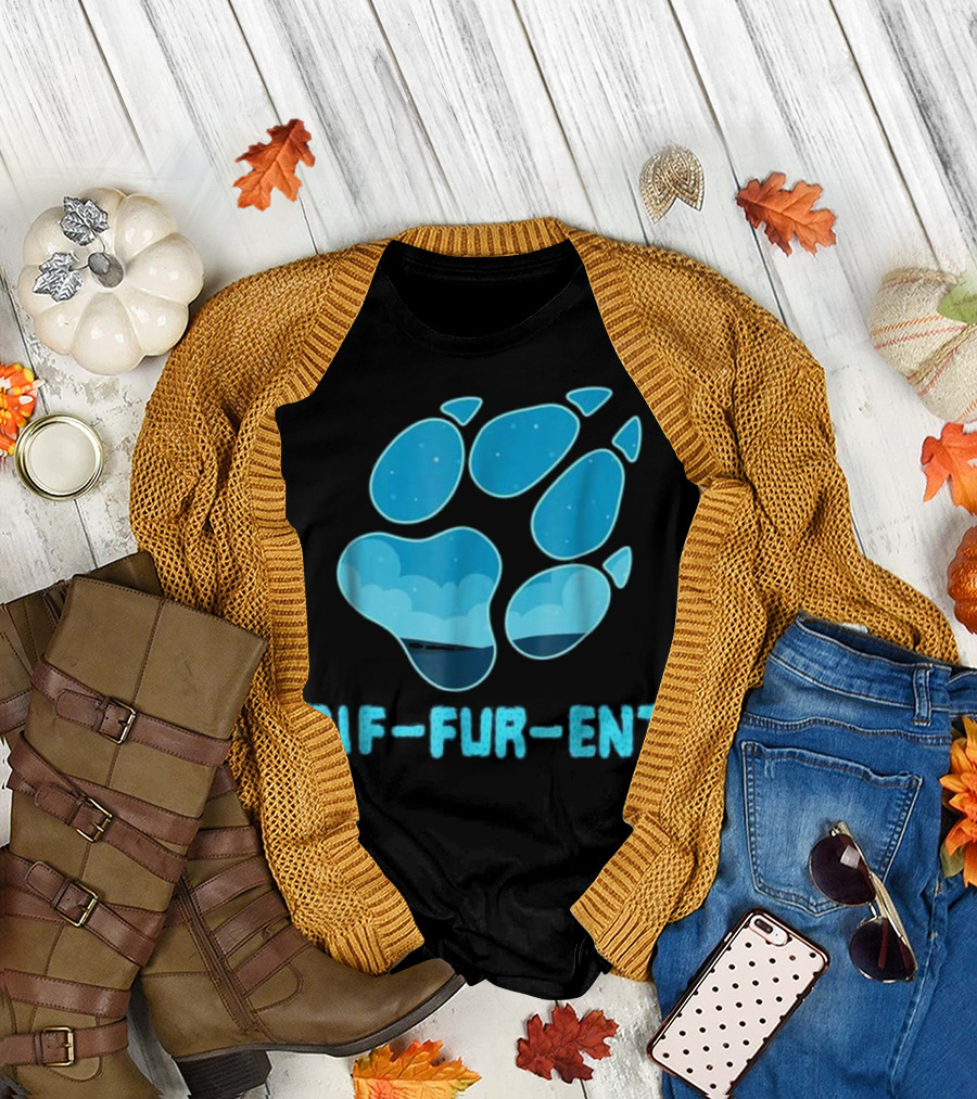 Dif-Fur-Ent Blue Wolf Dog Paw T-Shirt