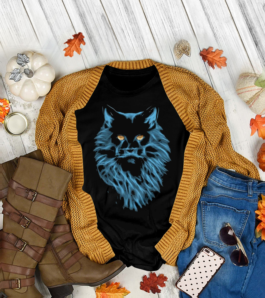 Moonlight Maine Coon Cat Maine Blue Glowing Feline T-Shirt
