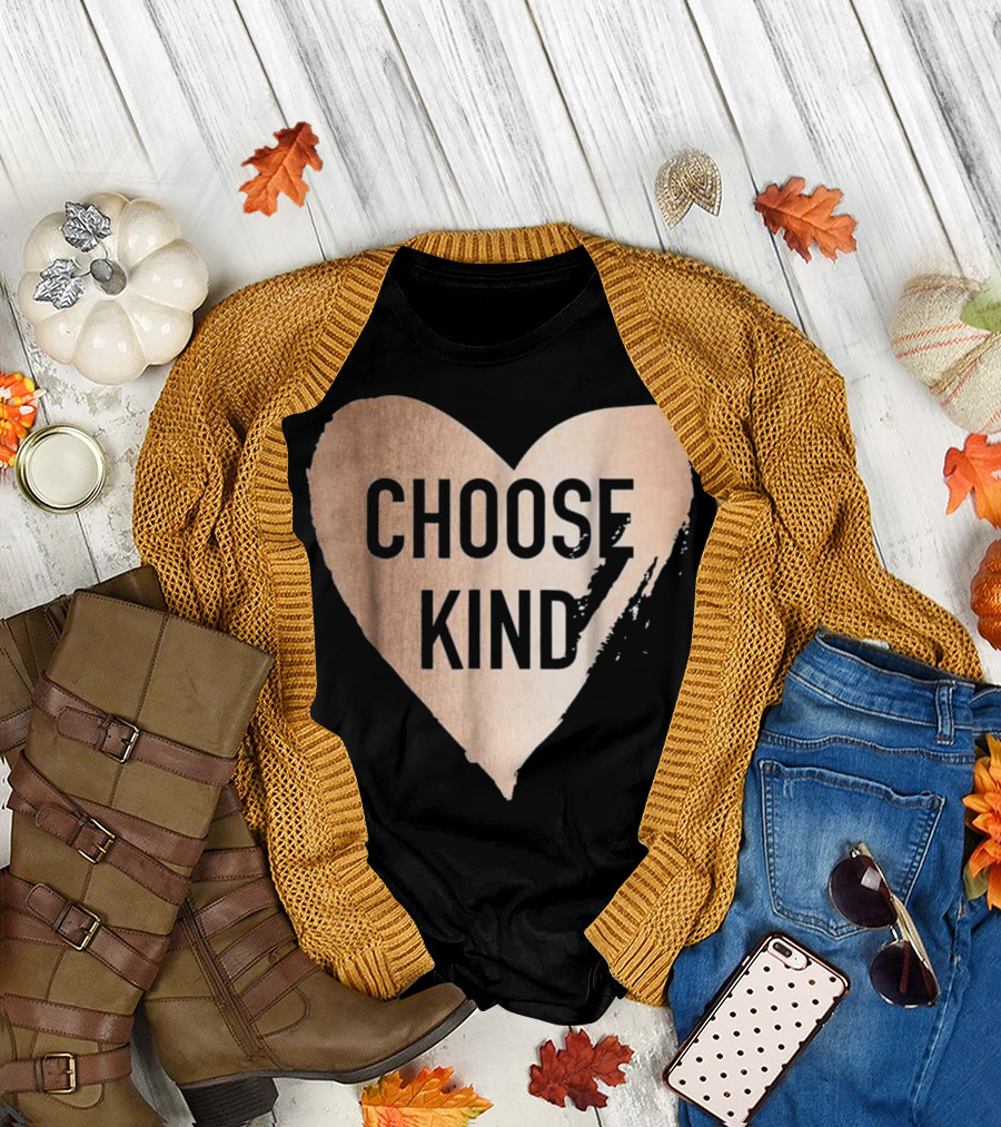 Choose Kind Faux Rose Heart Anti Bullying T-Shirt