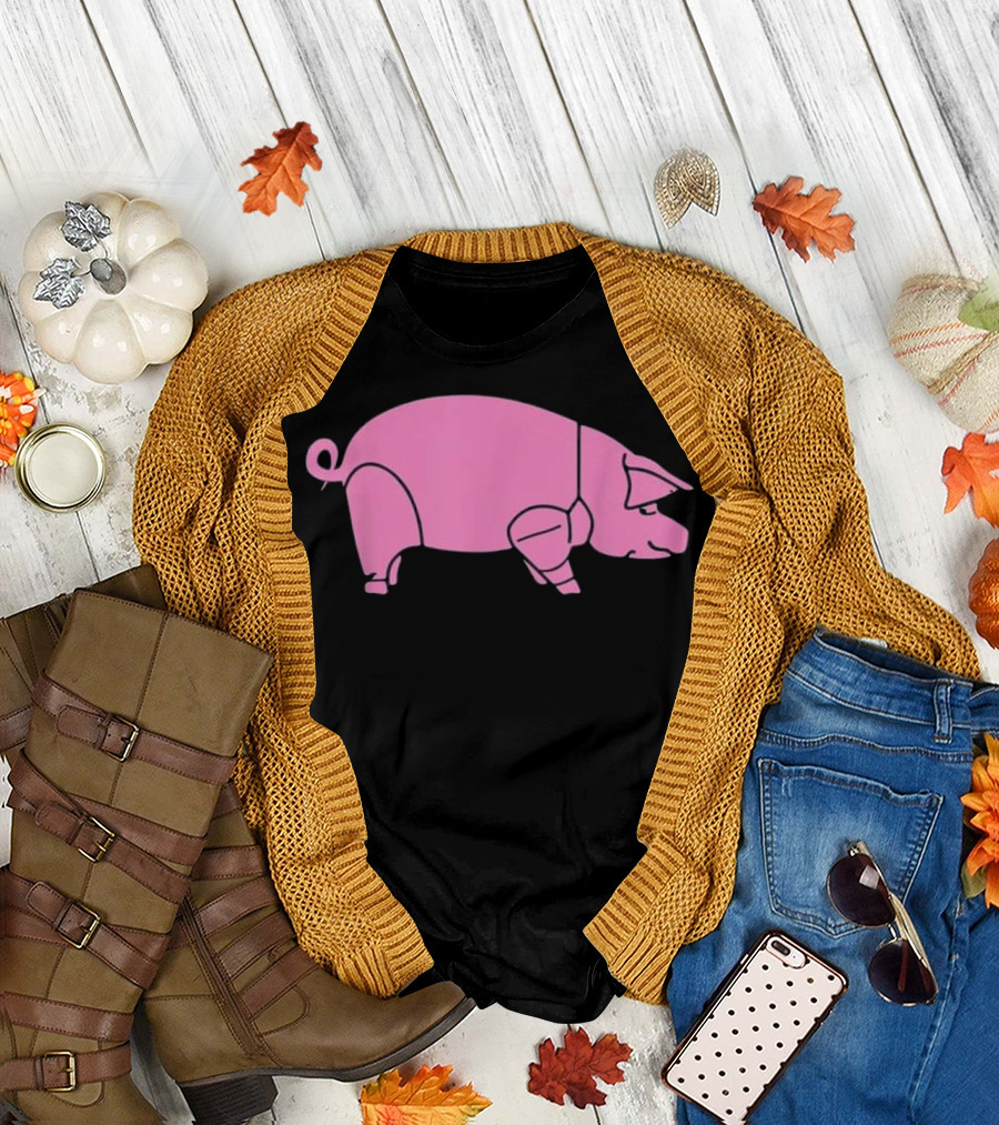 Flying Pig Vintage Rock Retro Pink T-Shirt