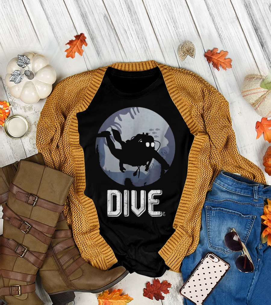 Deep Sea Dive Scuba Diving Diver Freediv Moonlit Adventure T-Shirt
