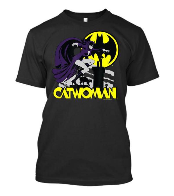 Batman Catwoman Rooftop Gotham City Cat Icon T-Shirt