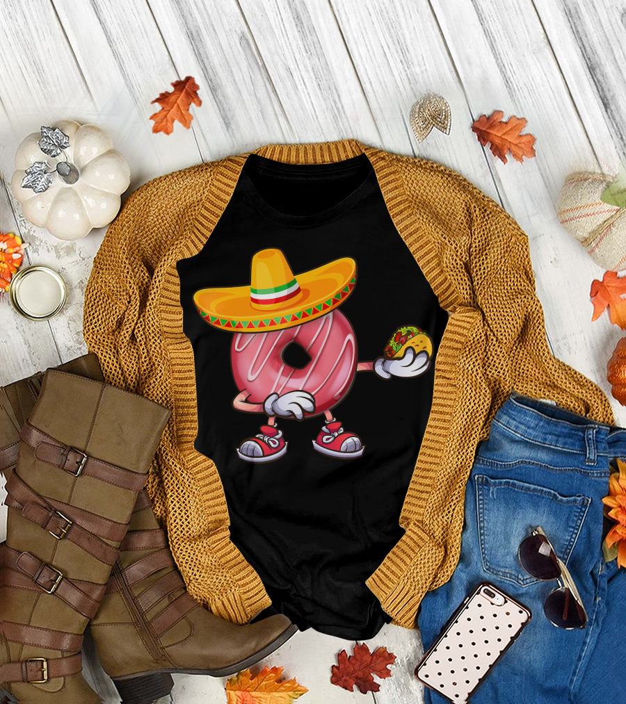 Cinco De Mayo Mexican Fiesta Party Dabbin Donut Sombrero Taco T-Shirt